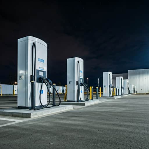 Row of EV charging stations