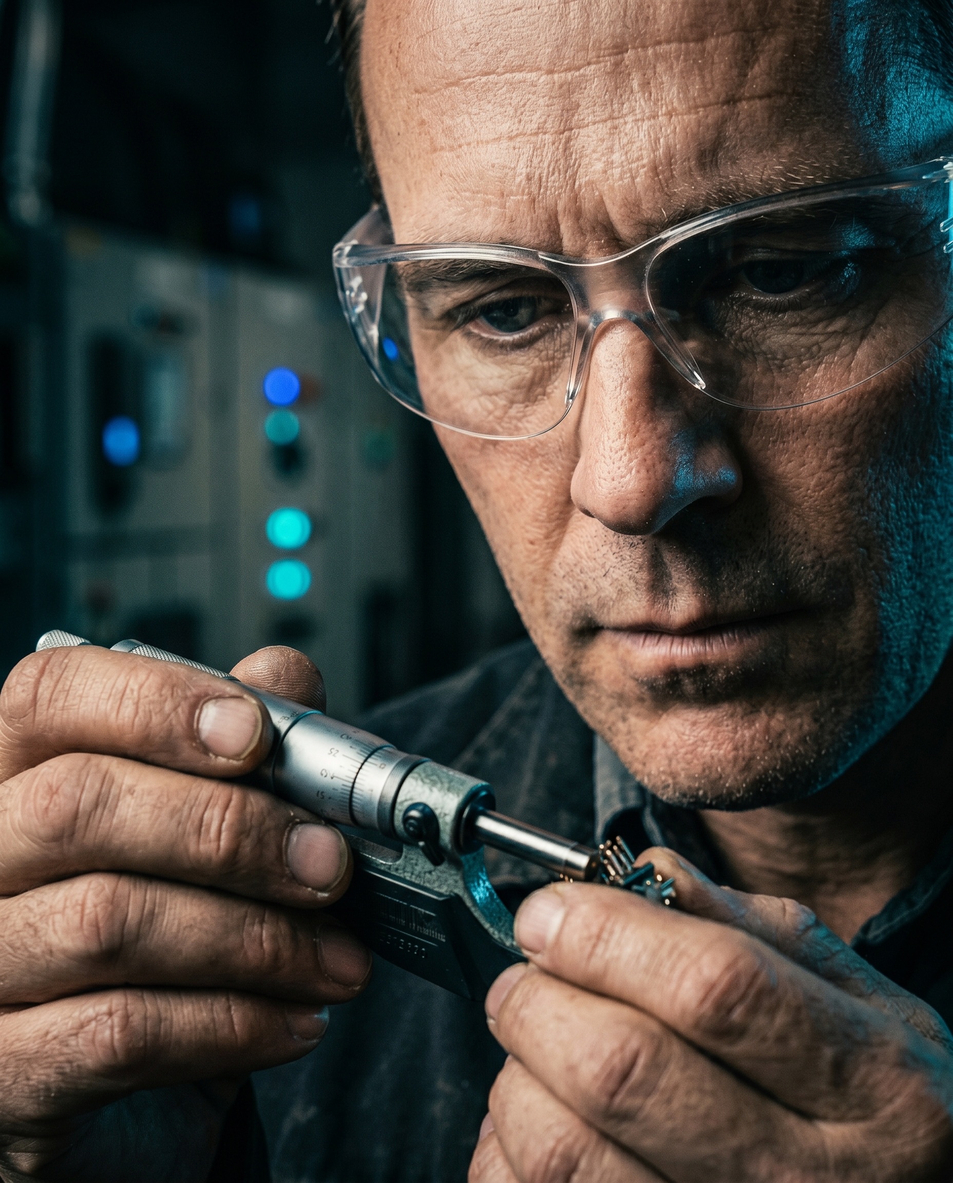 Professional electrical engineer with precision tools