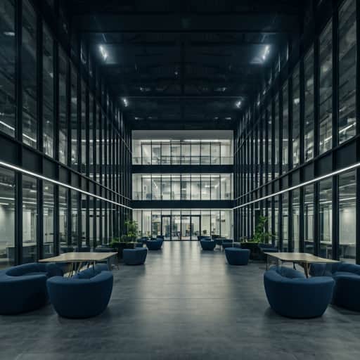Modern office with architectural lighting