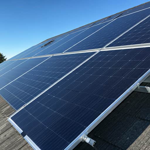 Residential roof with solar panels